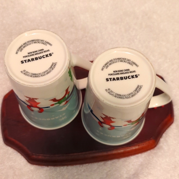 Starbucks Pair Of 2011, 8 Oz Bone China Coffee Mugs - Picture 6 of 7